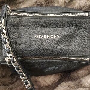 Givenchy Black Pandora Leather Bag with Silver Accented Strap